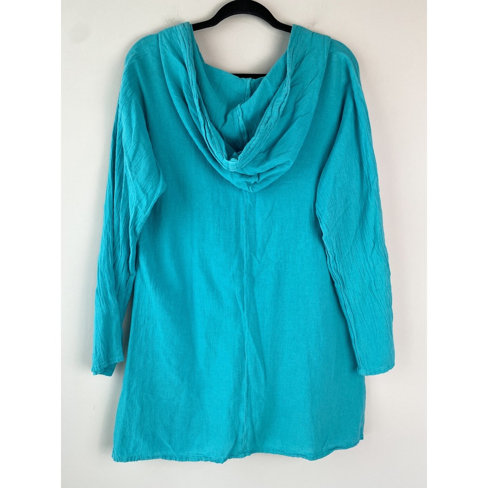 Oh My Gauze Womens Button Front Hoodie S/M Blue‎ Coastal Tunic Lightweight - Picture 5 of 10